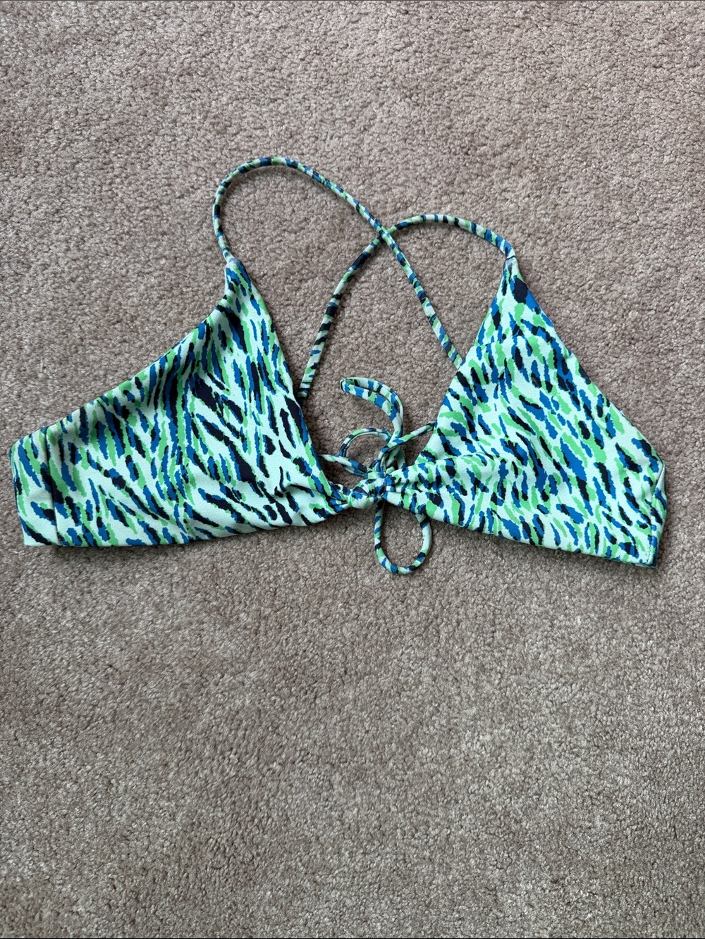 Skatie Women’s Green Blue Print Tie-Back Bikini Set - Picture 3 of 8